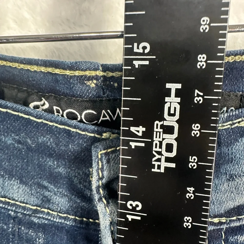 New Rocawear Denim Shorts Mens 48 Blue Biker Moto Embroidered Zip Pockets
